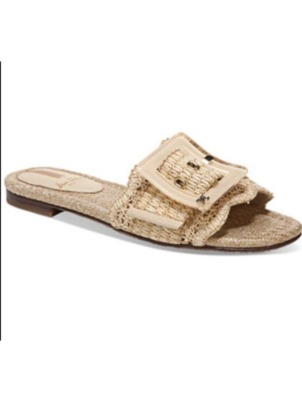 Sam Edelman Bambi Raffia Buckle Slide Sandal Tan Buttercup Size 6.5